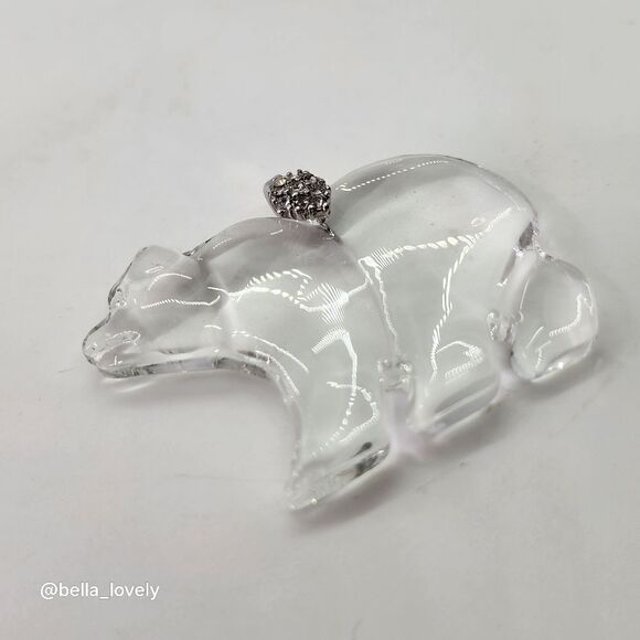 Clear Carved Crystal Bear Pendant with Sparkly Bail - Picture 5 of 5